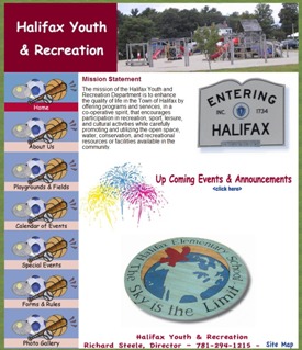Halifax Youth and <BR>Recreation Department Web Site